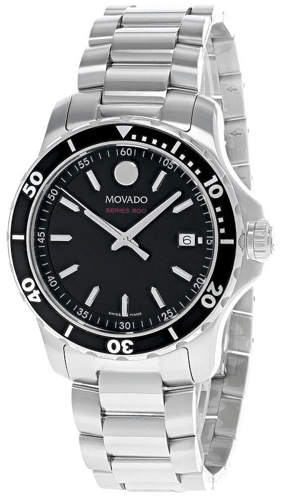 Movado Series 800 Black Dial Silver Steel Strap Watch For Men - 2600135 Buy Now By Movado