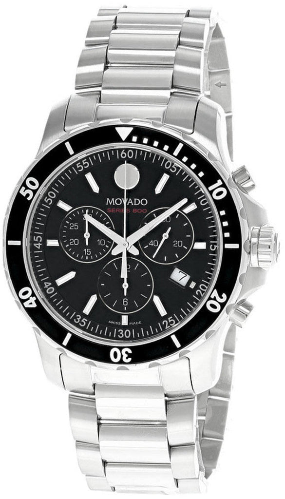 Movado Series 800 Chronograph Black Dial Silver Steel Strap Watch For Men - 2600142 Buy Now By Movado