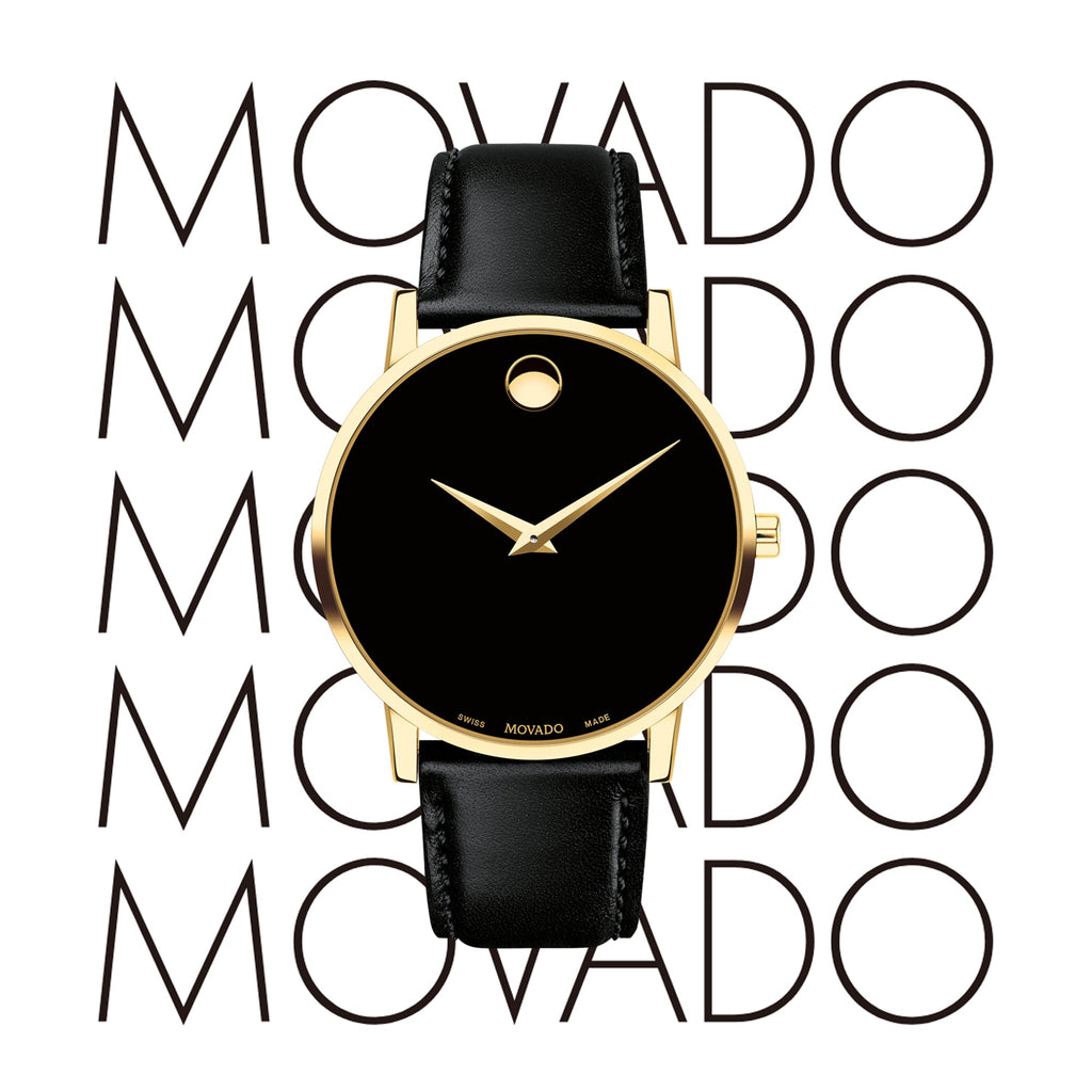 Movado Museum Classic Black Dial Black Leather Strap Watch For Women - 0606877 Buy Now By Movado