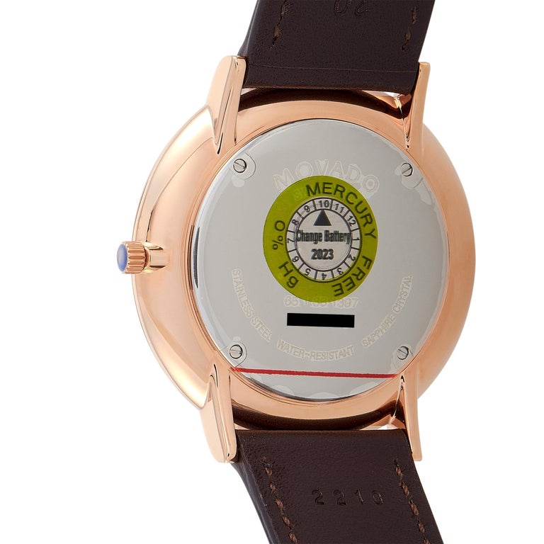 Movado Ultra Slim White Dial Brown Leather Strap Watch For Men - 0607089 Buy Now By Movado