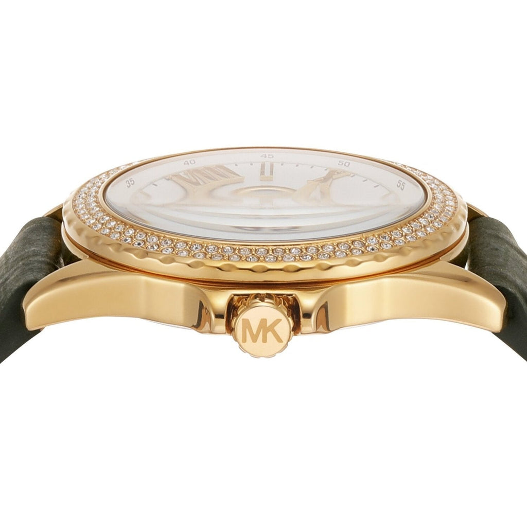 Michael Kors Mini Everest Crystals White Dial Green Leather Strap Watch for Women - MK4720 Buy Now By Michael Kors