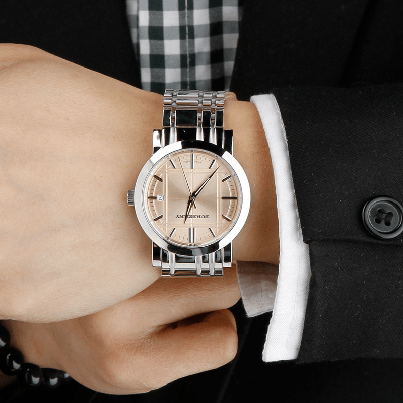 Burberry Heritage Collection Rose Gold Dial Silver Steel Strap Watch for Men - BU1352 Buy Now By Burberry