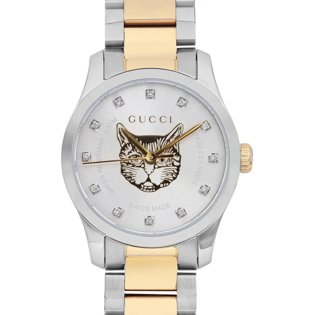 Gucci G Timeless Quartz Diamonds Silver Dial Two Tone Steel Strap Watch For Women - YA1265016 Buy Now By Gucci