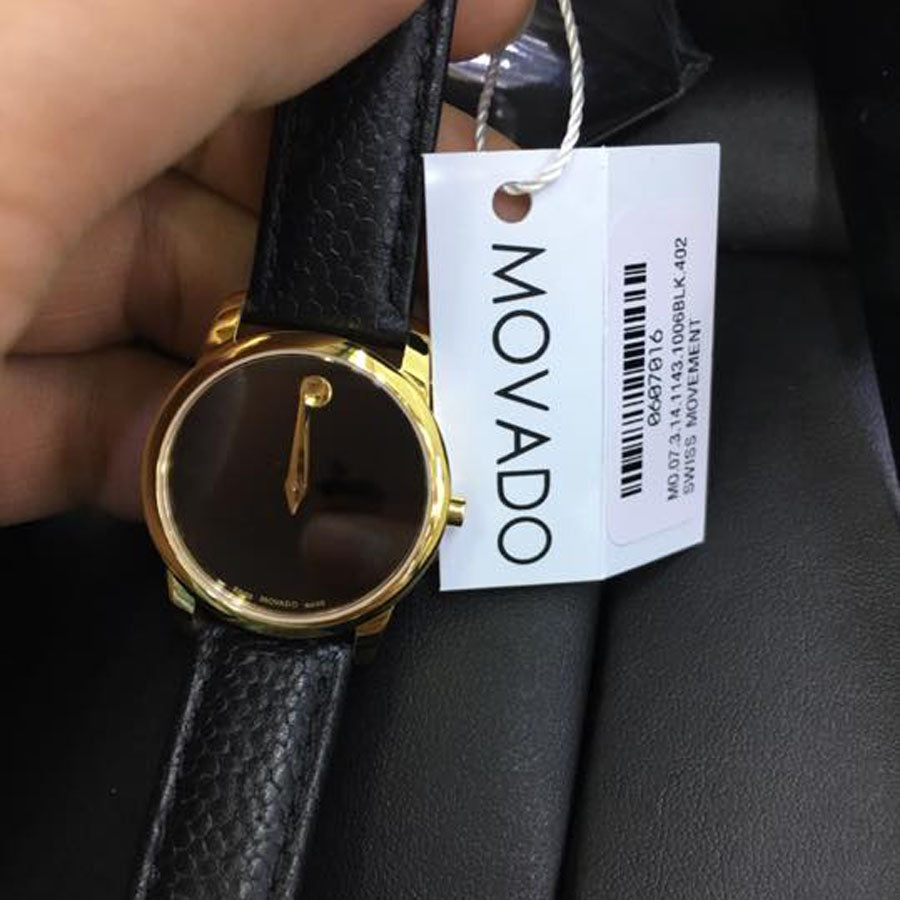 Movado Museum Classic Black Dial Black Leather Strap Watch For Women - 0607016 Buy Now By Movado