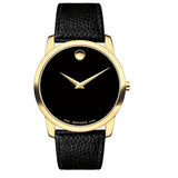 Movado Museum Black Dial Black Leather Strap Watch For Men - 0607014 Buy Now By Movado