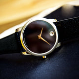 Movado Museum Black Dial Black Leather Strap Watch For Men - 0607014 Buy Now By Movado