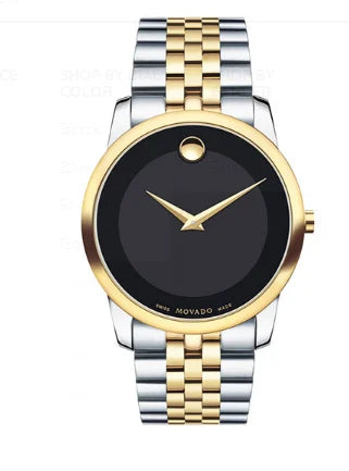 Movado Museum Classic Black Dial Two Tone Steel Strap Watch For Men - 606899 Buy Now By Movado