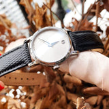 Movado Museum Silver Dial Black Leather Strap Watch For Women - 2100003 Buy Now By Movado