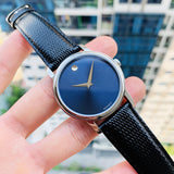 Movado Museum Blue Dial Black Leather Strap Watch For Men - 2100009 Buy Now By Movado