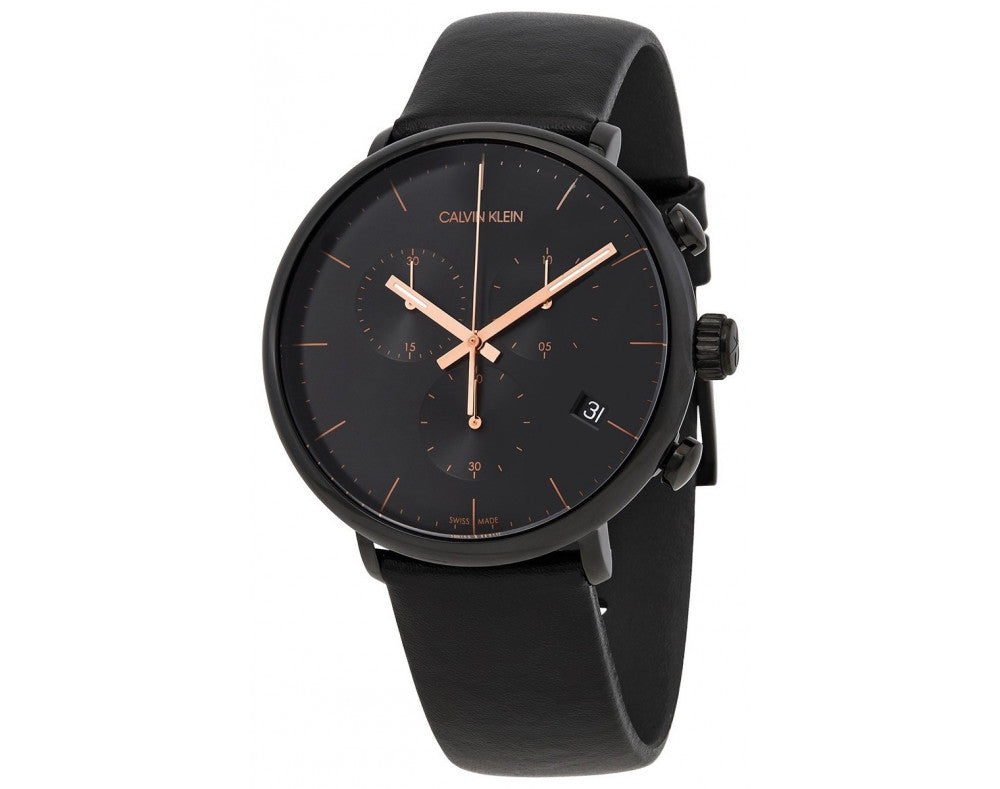 Calvin Klein High Noon Black Dial Black Leather Strap Watch for Men - K8M274CB Buy Now By Calvin Klein