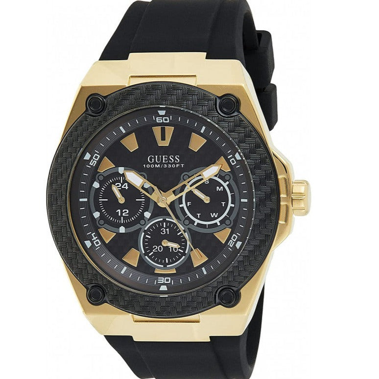 Guess Legacy Black Dial Black Rubber Strap Watch for Men - W1049G5 Buy Now By Guess