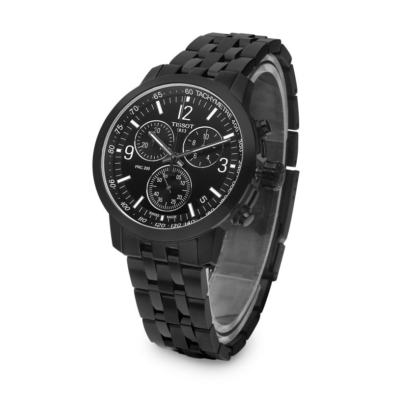 Tissot PRC 200 Chronograph Black Dial Black Steel Strap Watch For Men - T114.417.33.057.00 Buy Now By Tissot