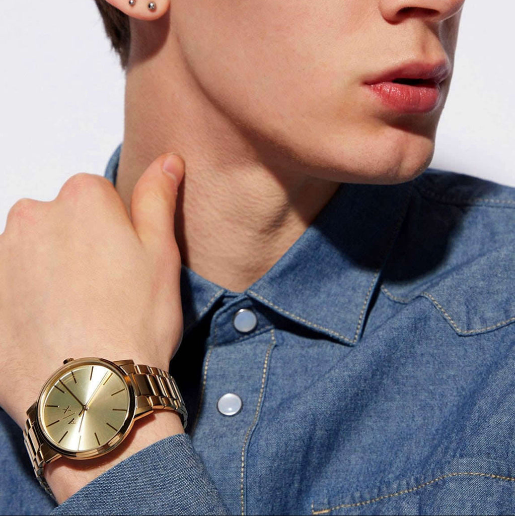 Armani Exchange Cayde Analog Gold Dial Gold Steel Strap Watch For Men - AX2707 Buy Now By Armani Exchange