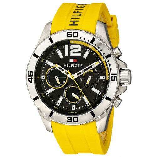 Tommy Hilfiger Sports Multifunction Black Dial Yellow Rubber Strap Watch for Men - 1791144 Buy Now By Tommy Hilfiger