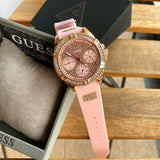 Guess Frontier Diamonds Rose Gold Dial Pink Rubber Strap Watch For Women - W1160L5 Buy Now By Guess