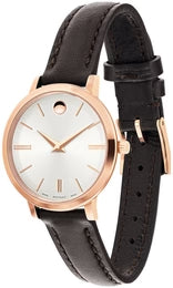 Movado Ultra Slim White Dial Brown Leather Strap Watch For Women - 0607096 Buy Now By Movado