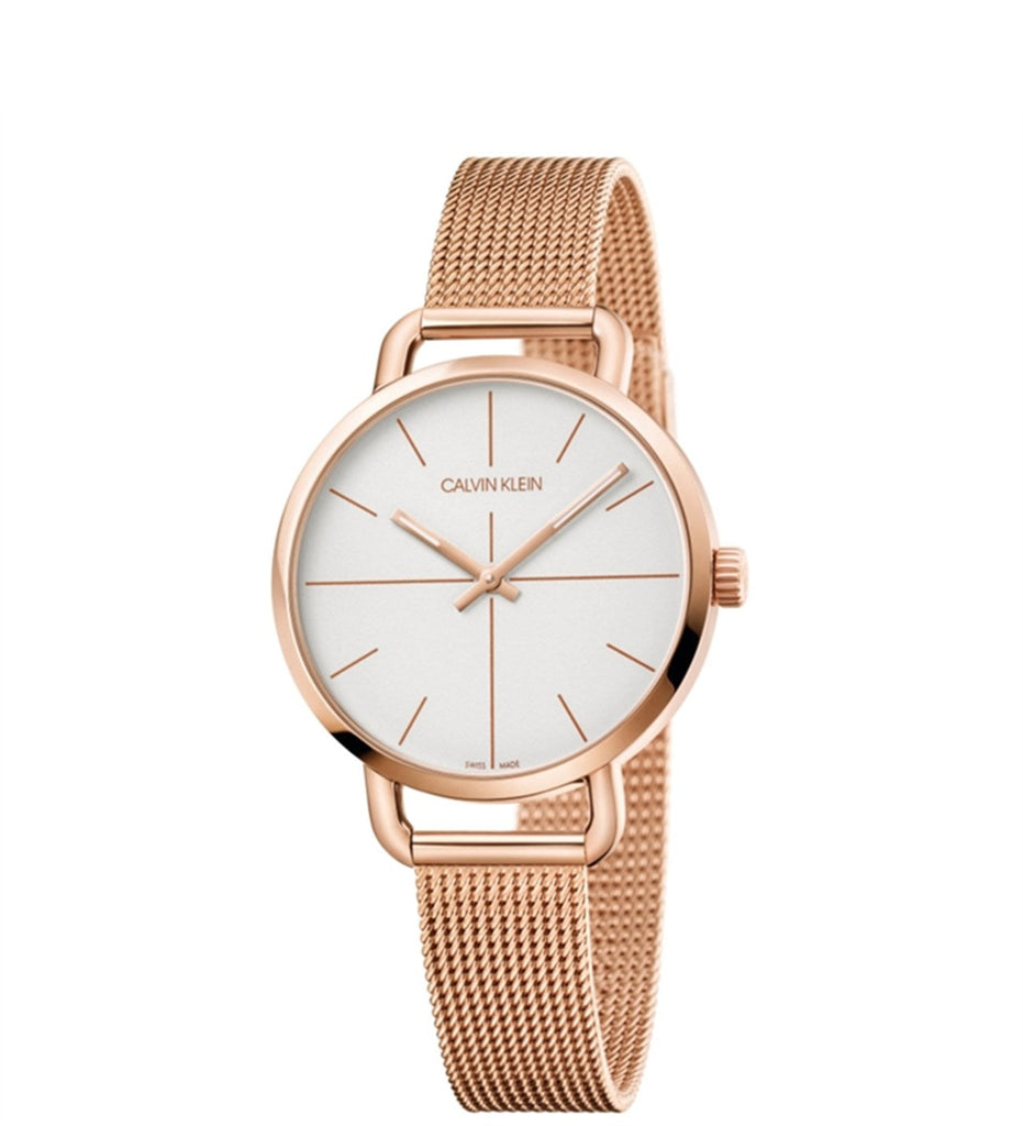 Calvin Klein Even White Dial Rose Gold Mesh Bracelet Watch for Women - K7B23626 Buy Now By Calvin Klein