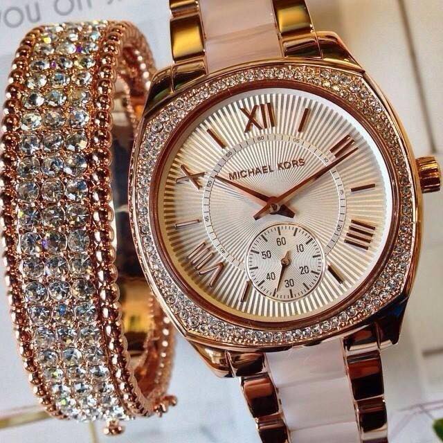 Michael Kors Bryn Rose Gold Dial Two Tone Steel Strap Watch for Women - MK6135 Buy Now By Michael Kors