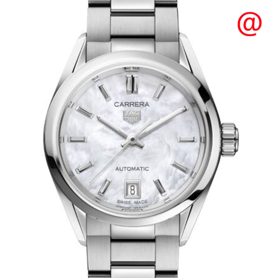 Tag Heuer Carrera Mother of Pearl Dial Silver Steel Strap Watch for Women - WBN2410.BA0621 Buy Now By Tag Heuer