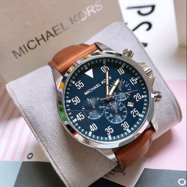 Michael Kors Gage Chronograph Blue Dial Brown Leather Strap Watch For Men - MK8362 Buy Now By Michael Kors