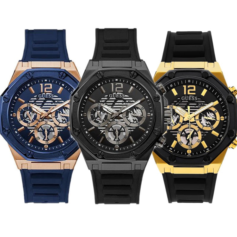 Guess Momentum Black Dial Black Rubber Strap Watch for Men - GW0263G4 Buy Now By Guess