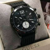 Guess Fleet Chronograph Black Dial Black Rubber Strap Watch for Men - W0971G1 Buy Now By Guess