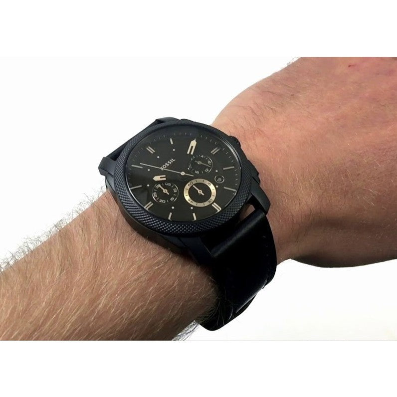 Fossil Machine Chronograph Black Dial Black Leather Strap Watch for Men - FS5586 Buy Now By Fossil