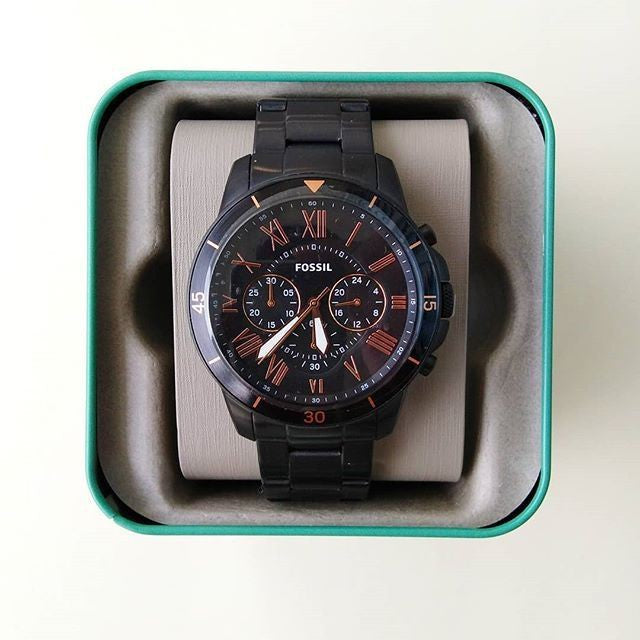 Fossil Grant Sport Chronograph Black Dial Black Steel Strap Watch for Men - FS5374 Buy Now By Fossil