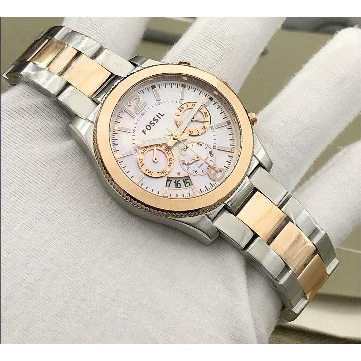 Fossil Perfect Boyfriend Mother of Pearl Dial Two Tone Steel Strap Watch for Women - ES4135 Buy Now By Fossil