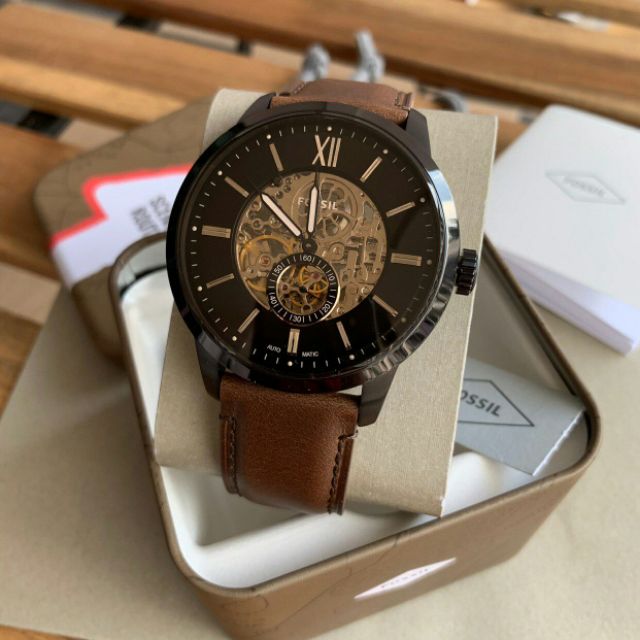 Fossil Townsman Automatic Black Dial Brown Leather Strap Watch for Men - ME3155 Buy Now By Fossil