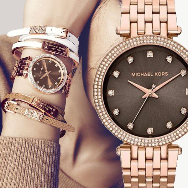 Michael Kors Darci Brown Dial Rose Gold Stainless Steel Strap Watch for Women - MK3217 Buy Now By Michael Kors