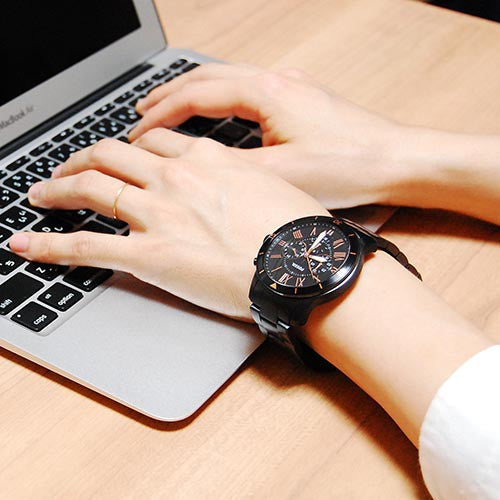 Fossil Grant Sport Chronograph Black Dial Black Steel Strap Watch for Men - FS5374 Buy Now By Fossil