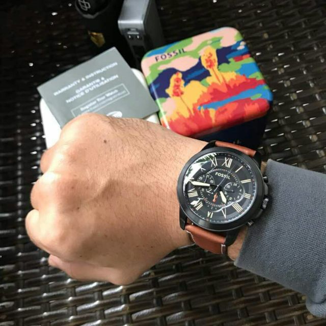 Fossil Grant Chronograph Black Dial Brown Leather Strap Watch for Men - FS5241 Buy Now By Fossil