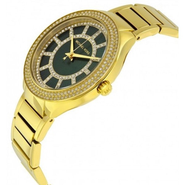 Michael Kors Kerry Green Dial Gold Steel Strap Watch for Women - MK3409 Buy Now By Michael Kors