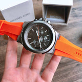 Michael Kors Dylan Chronograph Grey Dial Orange Rubber Strap Watch for Men - MK8296 Buy Now By Michael Kors