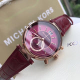 Michael Kors Sawyer Maroon Dial Maroon Leather Strap Watch for Women - MK2426 Buy Now By Michael Kors