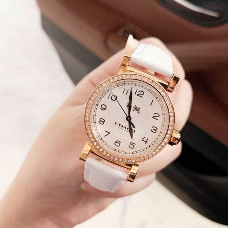 Coach Madison White Dial White Leather Strap Watch for Women - 14502401 Buy Now By Coach