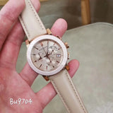 Burberry The City Chronograph Rose Gold Dial Beige Leather Strap Watch For Women - BU9702 Buy Now By Burberry