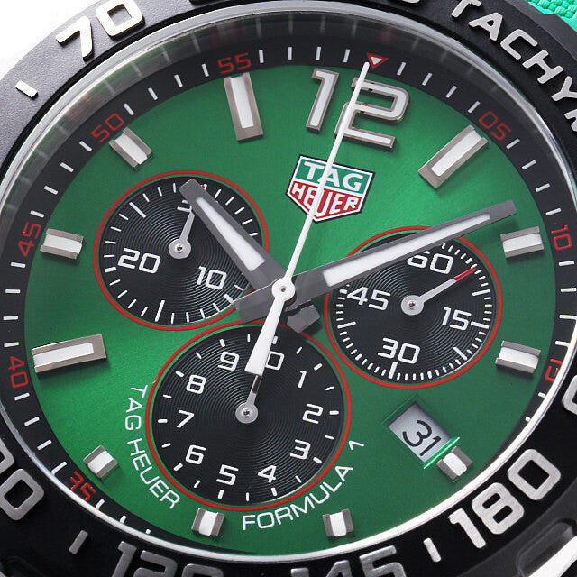 Tag Heuer Formula 1 Chronograph Green Dial Green Rubber Strap Watch for Men - CAZ101AP.FT8056 Buy Now By Tag Heuer