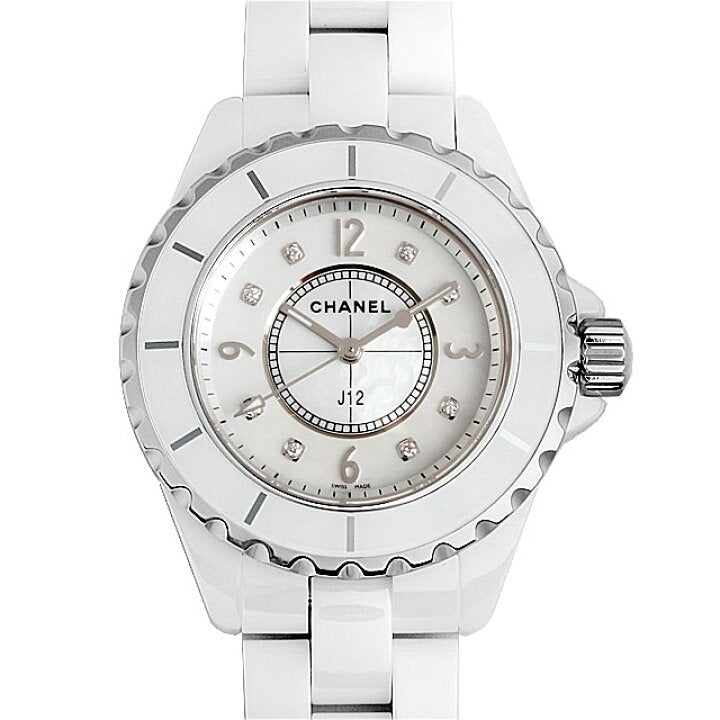 Chanel J12 Diamonds Quartz Ceramic White Dial White Steel Strap Watch for Women - J12 H2422 Buy Now By Chanel