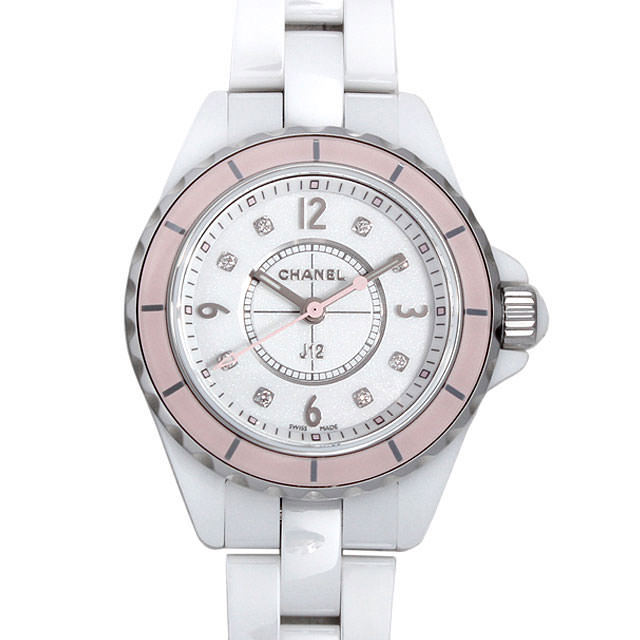 Chanel J12 Quartz Diamonds Ceramic White Dial White Steel Strap Watch for Women - J12 H4466 Buy Now By Chanel