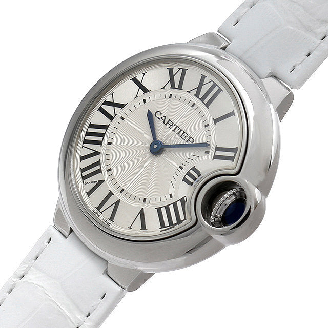 Cartier Ballon Bleu De Cartier Silver Dial White Leather Strap Watch for Women - W6920086 Buy Now By Cartier