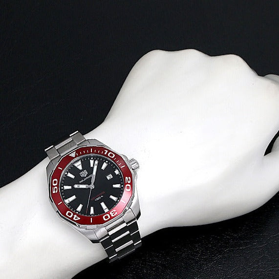 Tag Heuer Aquaracer Black Dial Silver Steel Strap Watch for Men - WAY101B.BA0746 Buy Now By Tag Heuer