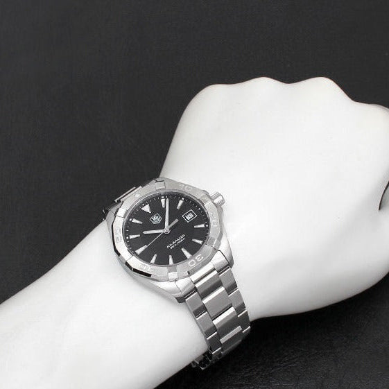 Tag Heuer Aquaracer 41mm Quartz Black Dial Silver Steel Strap Watch for Men - WAY1110.BA0928