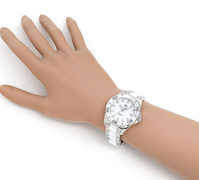 Tag Heuer Aquaracer Diamonds White Dial Two Tone Steel Strap Watch for Women - WAY131D.BA0914 Buy Now By Tag Heuer
