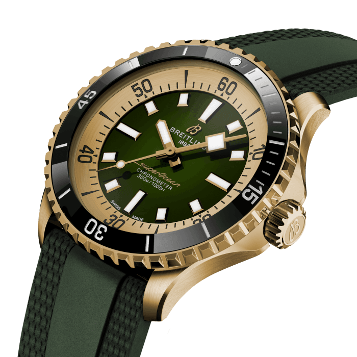 Breitling Superocean Automatic 42 Green Dial Green Rubber Strap Watch for Men - N17375201L1S1 Buy Now By Breitling