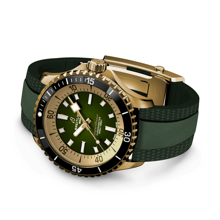 Breitling Superocean Automatic 42 Green Dial Green Rubber Strap Watch for Men - N17375201L1S1 Buy Now By Breitling