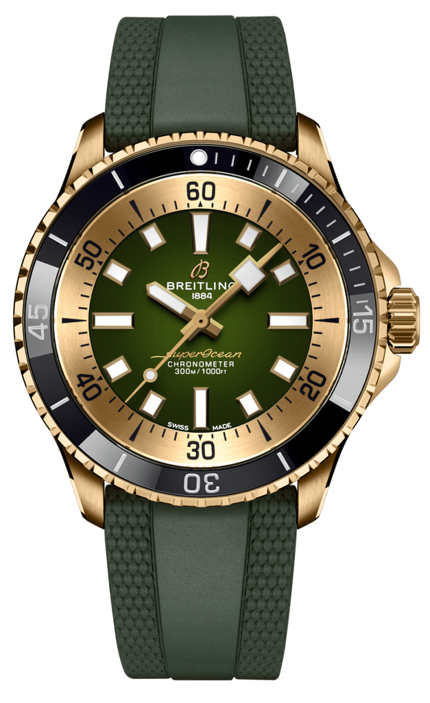 Breitling Superocean Automatic 42 Green Dial Green Rubber Strap Watch for Men - N17375201L1S1 Buy Now By Breitling