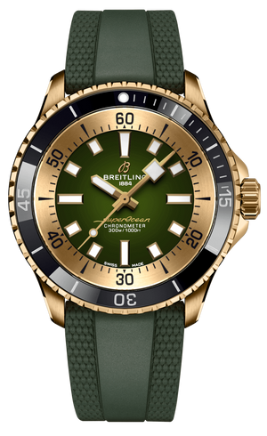 Breitling Superocean Automatic 42 Green Dial Green Rubber Strap Watch for Men - N17375201L1S1 Buy Now By Breitling