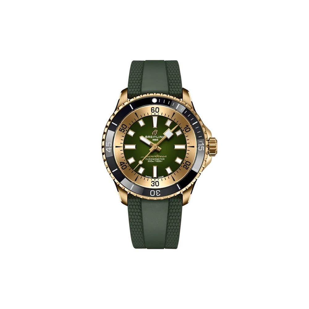 Breitling Superocean Automatic 42 Green Dial Green Rubber Strap Watch for Men - N17375201L1S1 Buy Now By Breitling